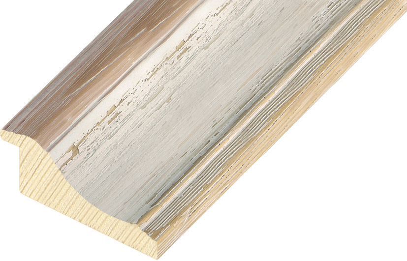 Moulding finger jointed pine Width 66mm - White-beige, shabby