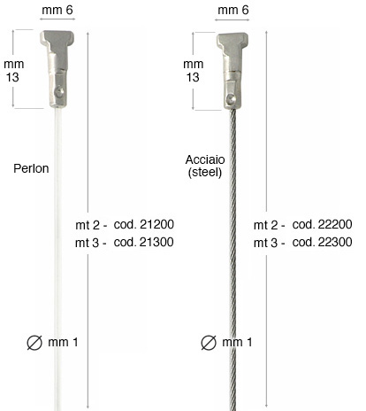 Filo acciaio diam.1mm con blocchetto Twister - 2 mt - Sopporta 10 kg