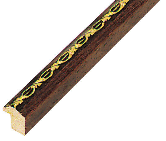 Moulding ayous 14mm - brown, gold decorative relief