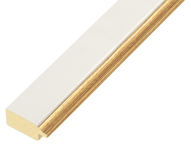 Asta in ayous giuntato per pass - larg. mm 25 - Bianco filo oro - 25BIANCORO