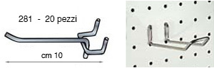 Mensole per pannelli traforati cm 10 - Confez. 20 pezzi