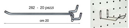 Mensole per pannelli traforati cm 20 - Confez. 20 pezzi