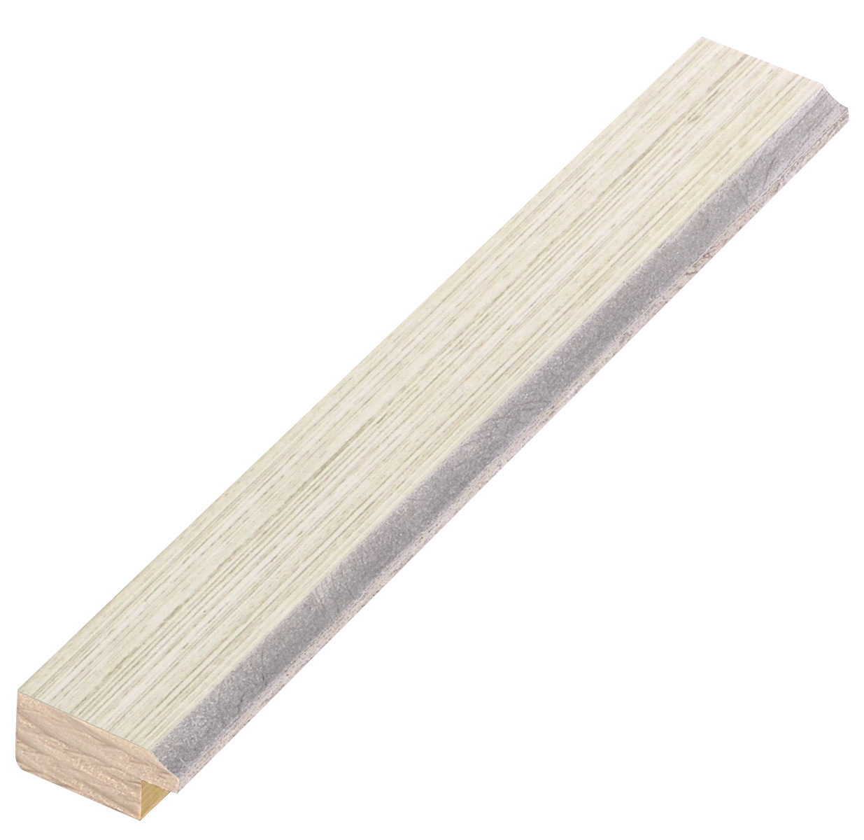 Liner finger-joint pine 28mm - ivory, silver sight edge