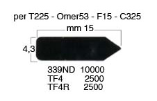 Lamelle flessibili nere - mm 4,3x15 - Scatola da 10.000