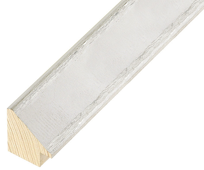 Moulding pine 32 mm height - White with silver decor