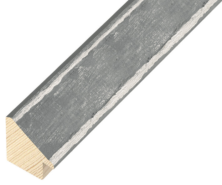 Moulding pine 32 mm height - Grey with silver decor