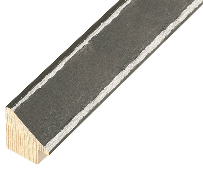 Moulding pine 32 mm height - Sepia with silver decor