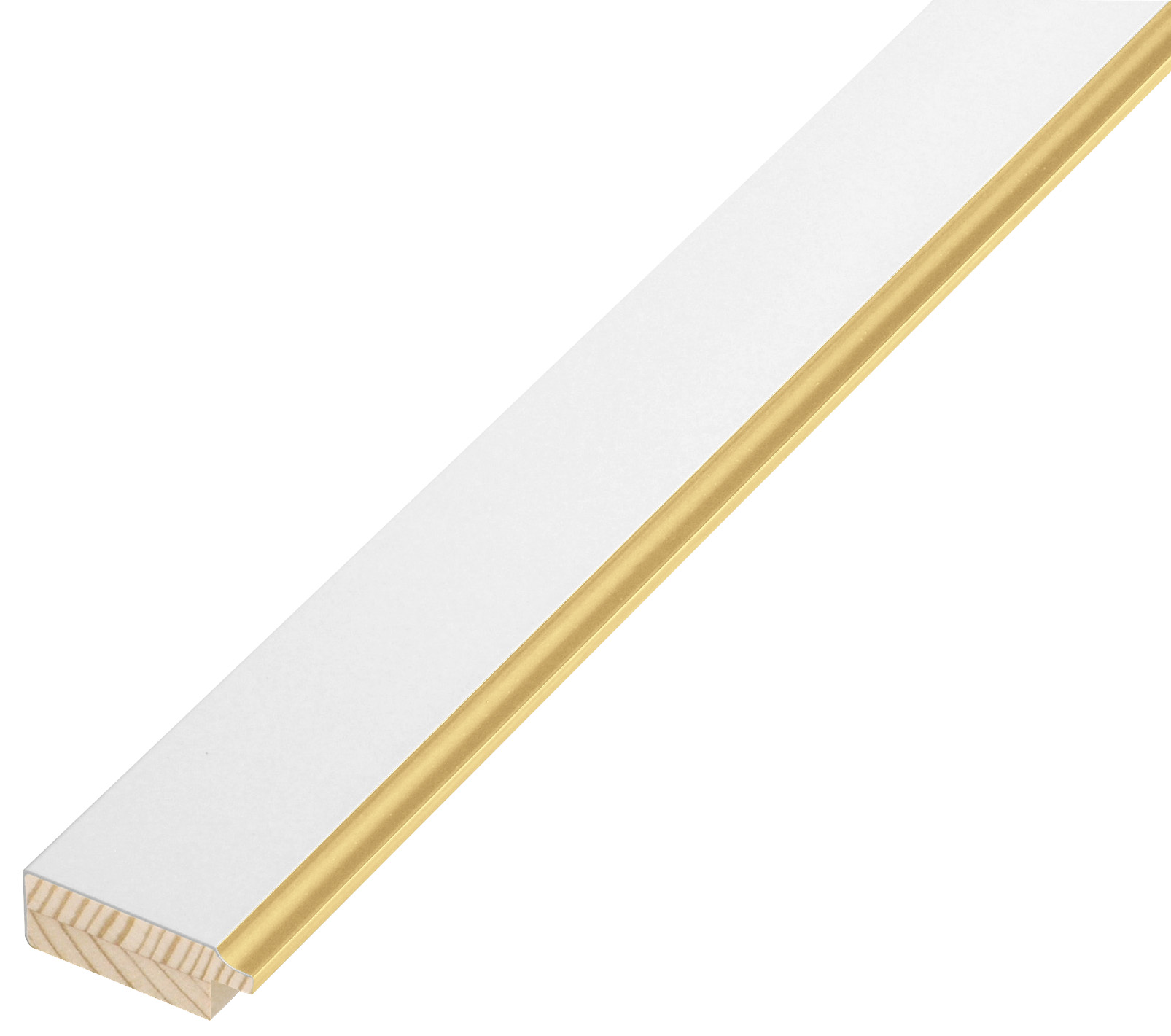 Asta pino giuntato - Larghezza 34mm Altezza 12 - Bianco, filo oro - 34BIANCORO