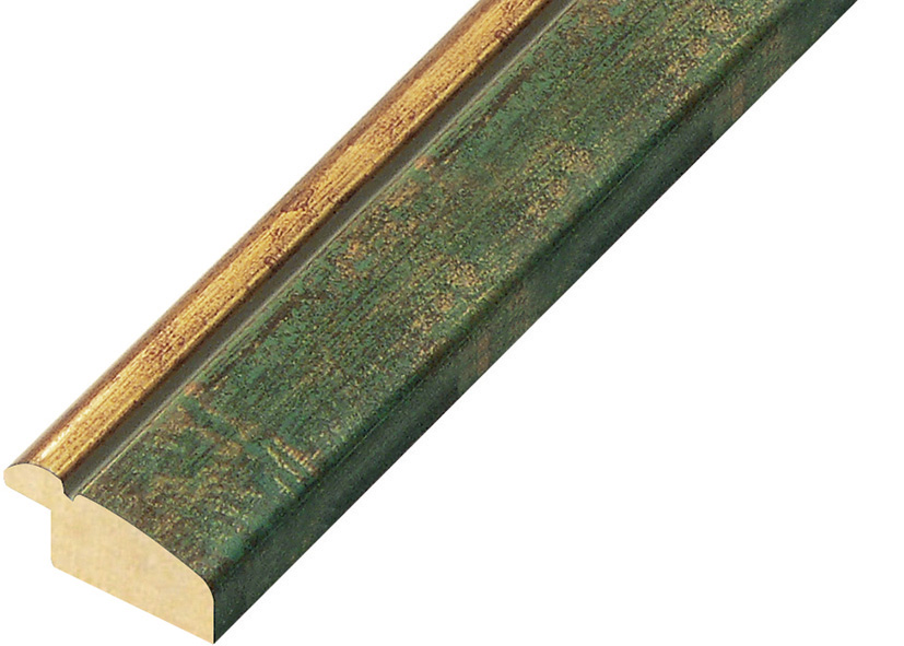 Asta in pino giuntato larg. mm 30 - finitura verde con filo oro - 353VERDE