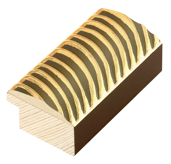 Moulding pine 39mm wide, with golden sinuous decorations