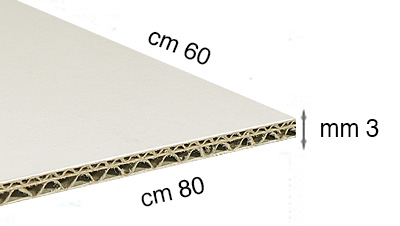 Cartone ondulato bianco spessore mm 3 cm 80x120