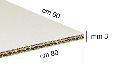 Cartone ondulato bianco - spessore mm 3 - cm 60x80
