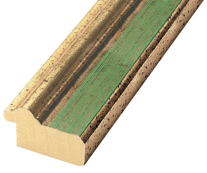 Moulding ayous 41mm - distressed gold with green band