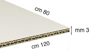 Cartone ondulato bianco - spessore mm 3 - cm 80x120