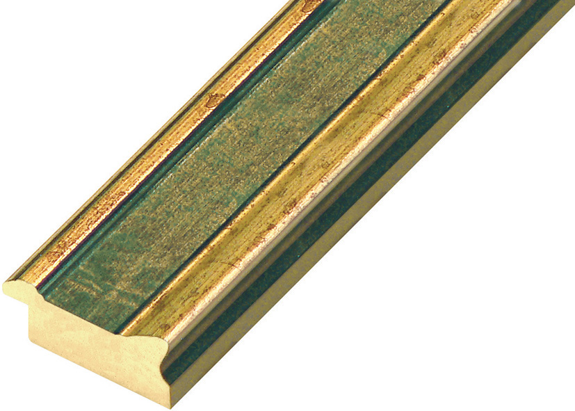 Moulding ayous 40mm - stressed gold with green band