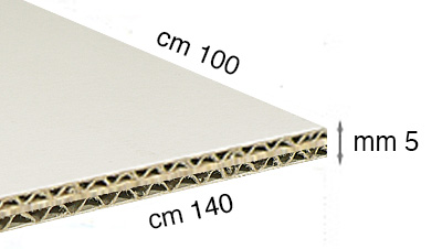 Cartone ondulato bianco spessore mm 5 cm 100x140