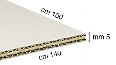 Cartone ondulato bianco - spessore mm 5 - cm 100x140