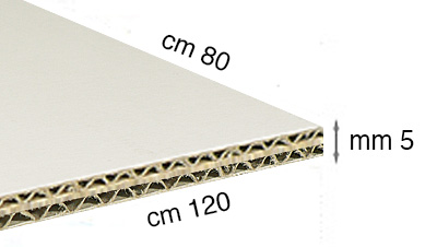 Cartone ondulato bianco - spessore mm 5 - cm 80x120