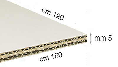 Cartone ondulato bianco spessore mm 5 cm 120x160