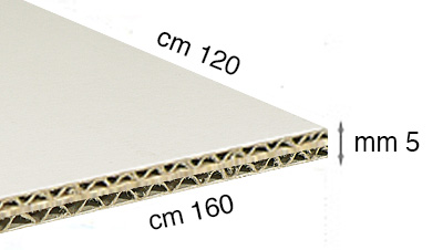 Cartone ondulato bianco - spessore mm 5 - cm 120x160