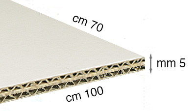 Cartone ondulato bianco spessore mm 5 cm 70x100