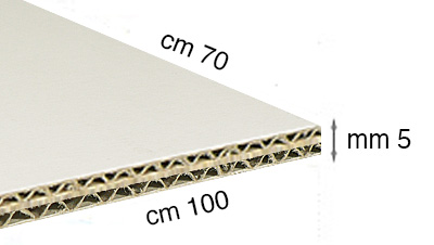 Cartone ondulato bianco - spessore mm 5 - cm 70x100