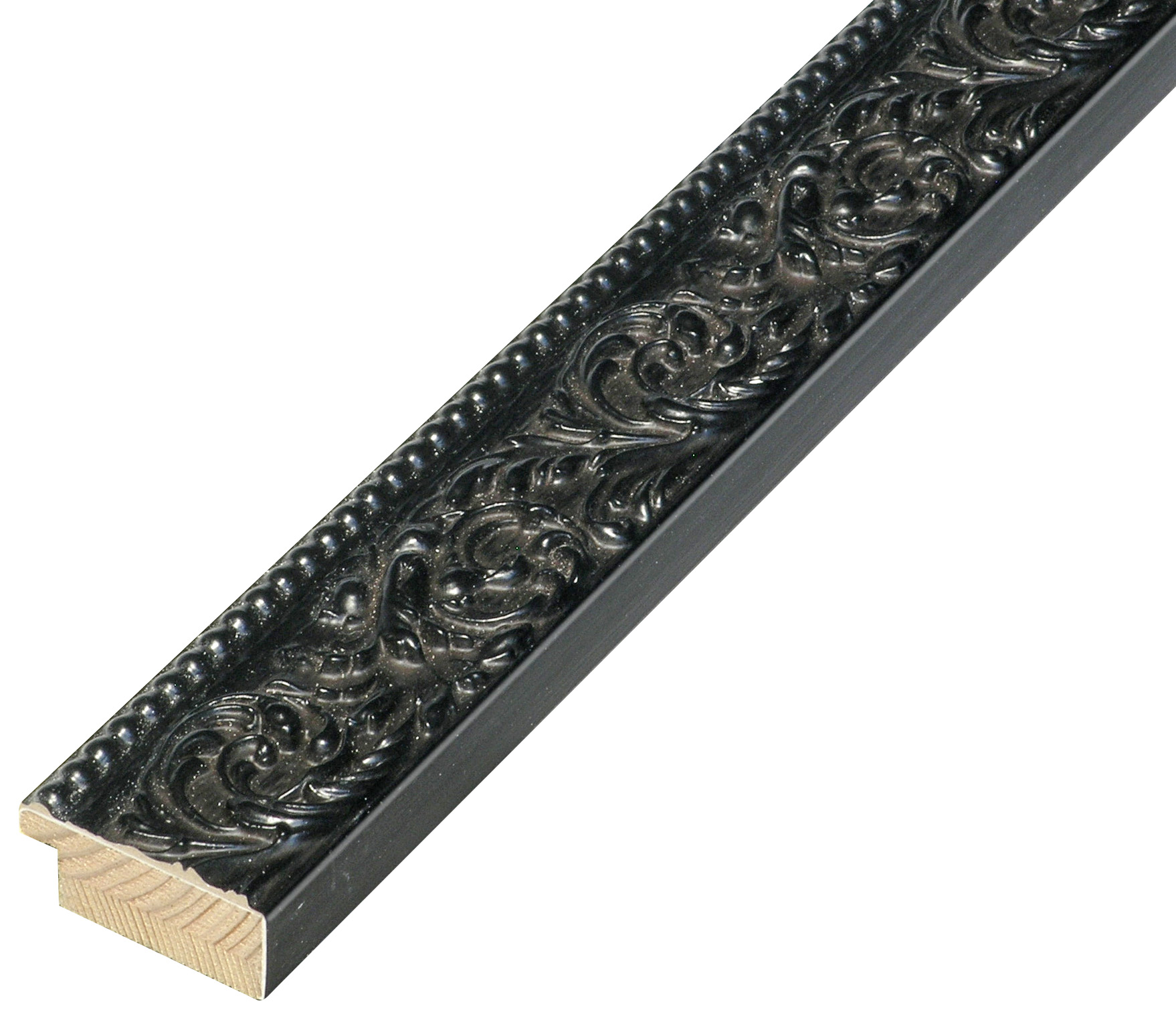Asta in pino - Larghezza 39mm Altezza 19 - Nero con filo oro - 437NERO
