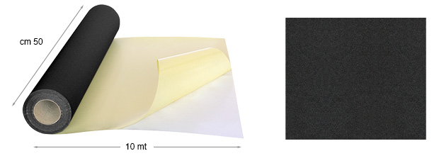 Carta vellutata autoadesiva - rotoli di metri 10 x cm 50 - Nero