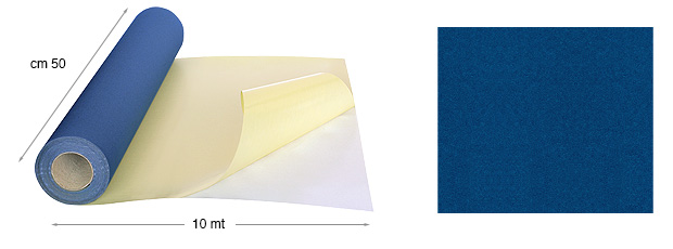Carta vellutata autoadesiva - rotoli di metri 10 x cm 50 - Blu