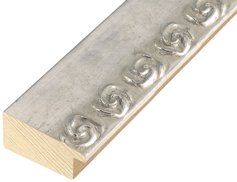 Moulding pine with decorations in relief - Matt silver