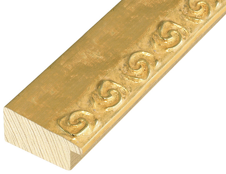 Moulding pine with decorations in relief - Matt gold