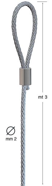 Filo in acciaio con cappio - diam. 2mm - mt 3