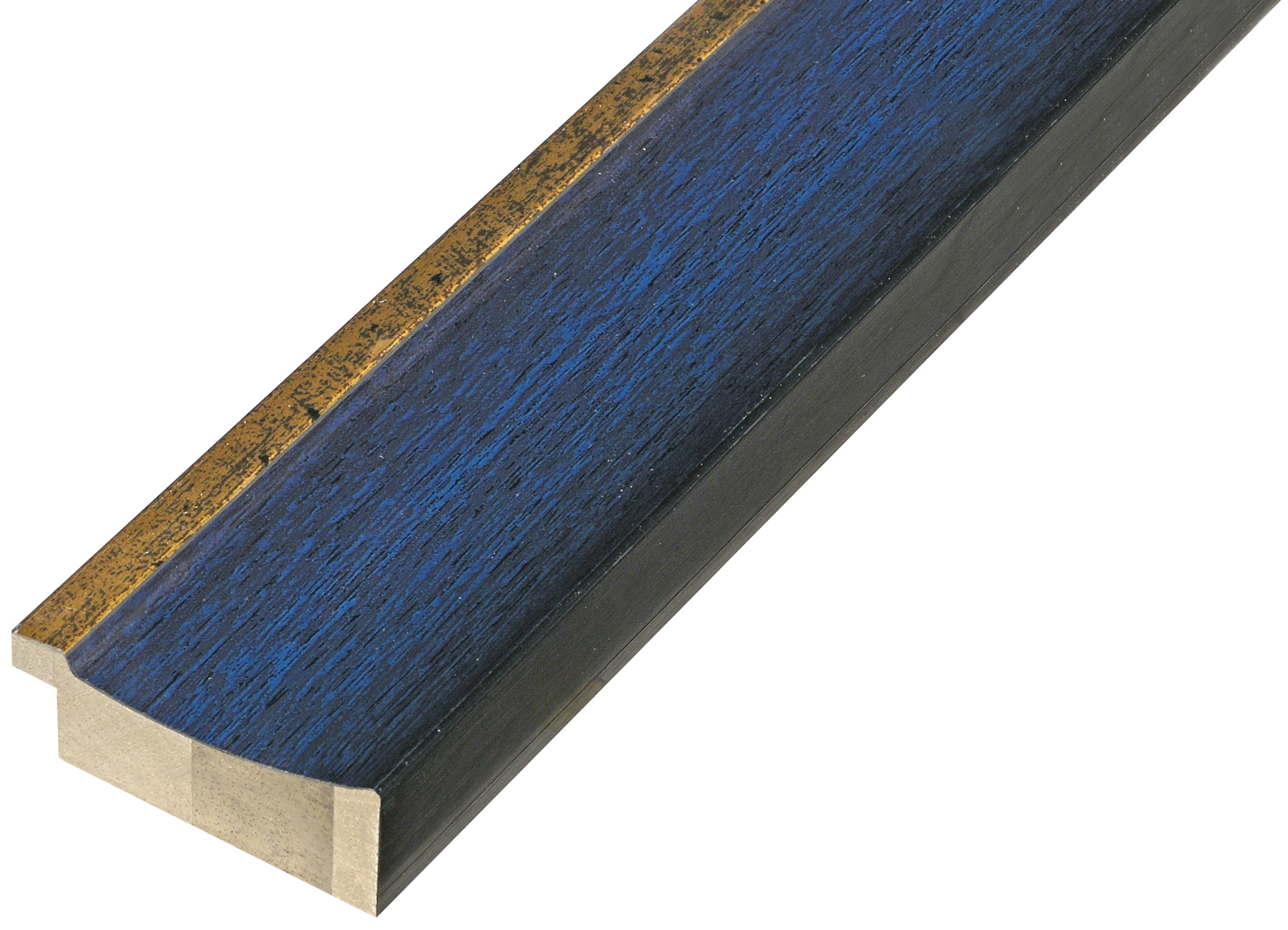 Asta in ayous lamellare larg. mm 50 - finitura blu con filo oro - 535BLU