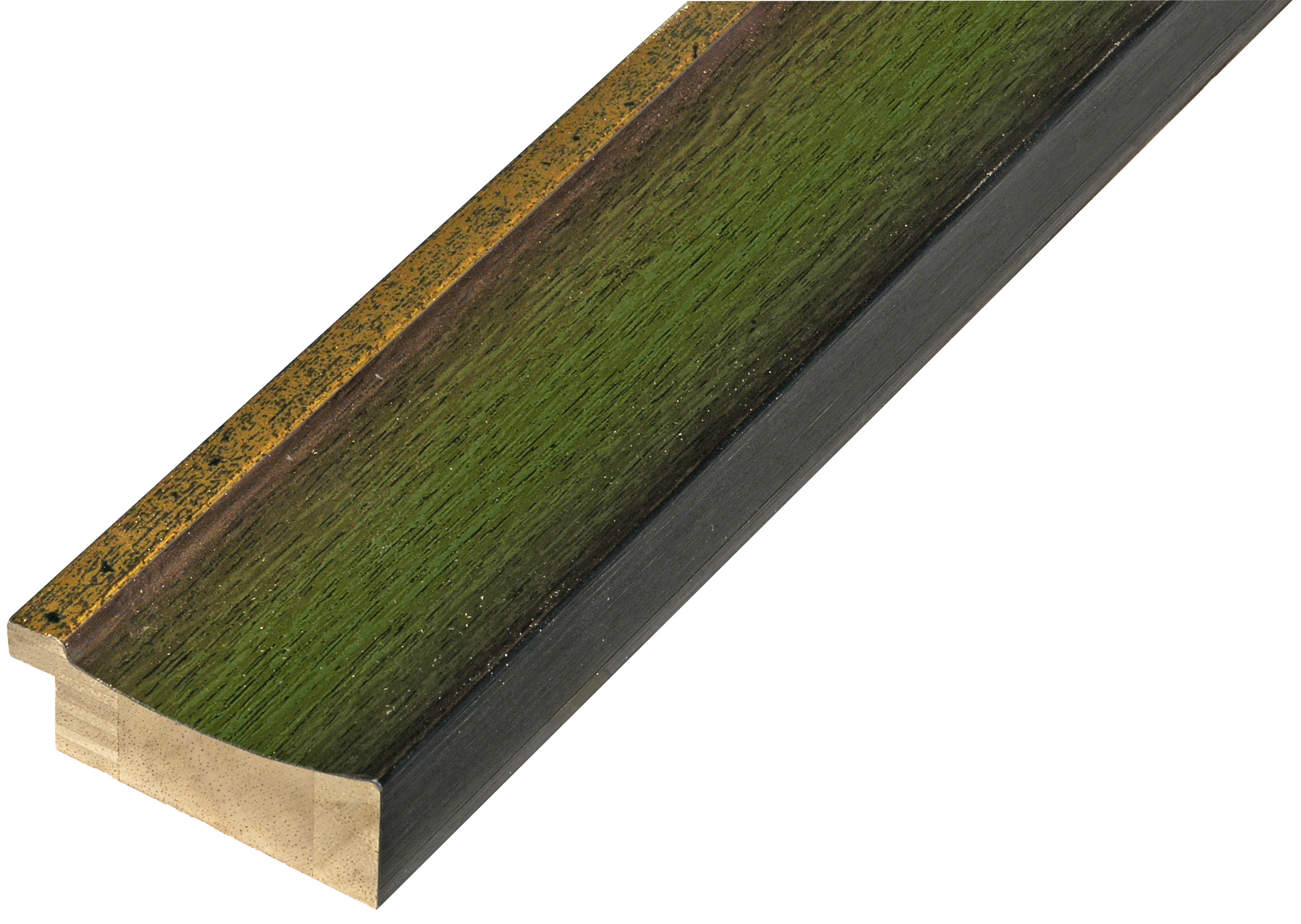 Asta in pino giuntato larg. mm 50 - finitura verde con filo oro - 535VERDE