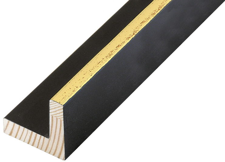 Asta Profilo L - Abete Larg.mm34 Alt.33 - Nero fascia oro - 588ORO