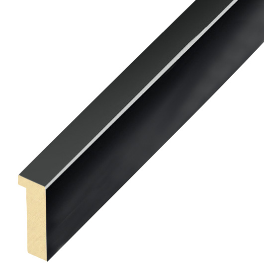 Moulding ayous, width 10mm, height 25mm - bright black