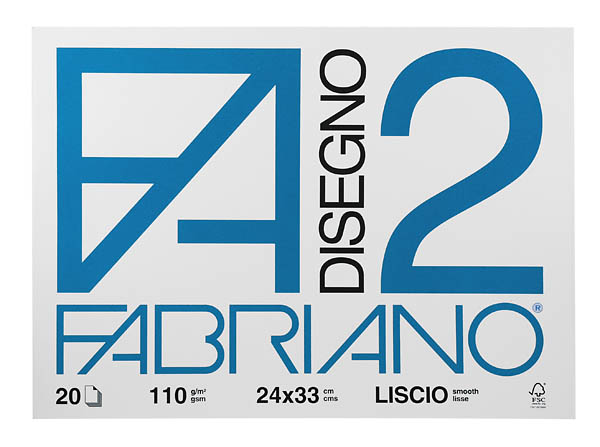 Fabriano Disegno2 grammi 110 liscia - cm 24x33 Blocco 20 fg
