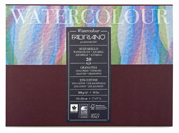 Fabriano Watercolour bianco grammi 300 fina - fogli cm 50x70