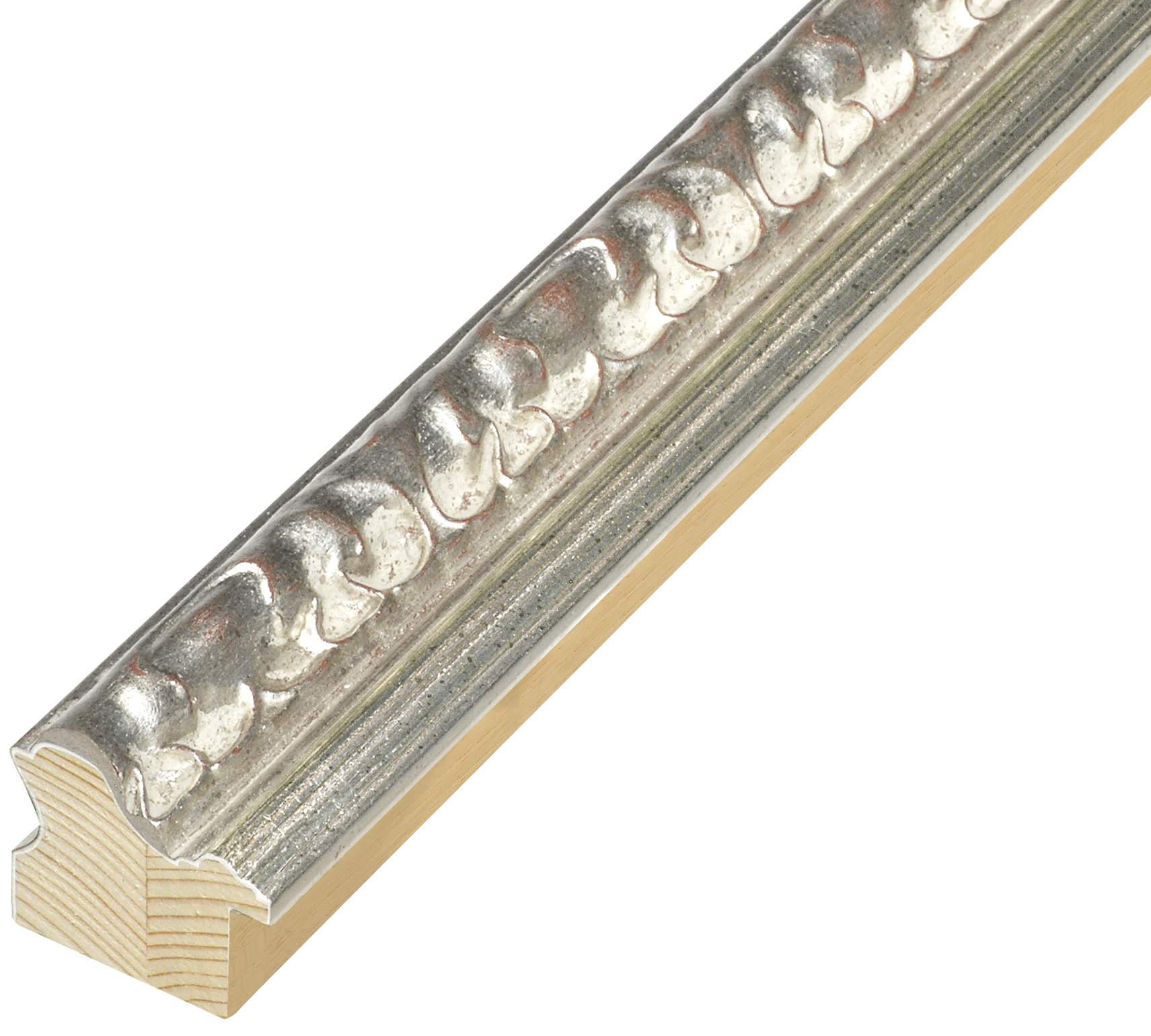 Asta in pino - Larghezza 40mm Altezza 38 - Argento con decorazioni
