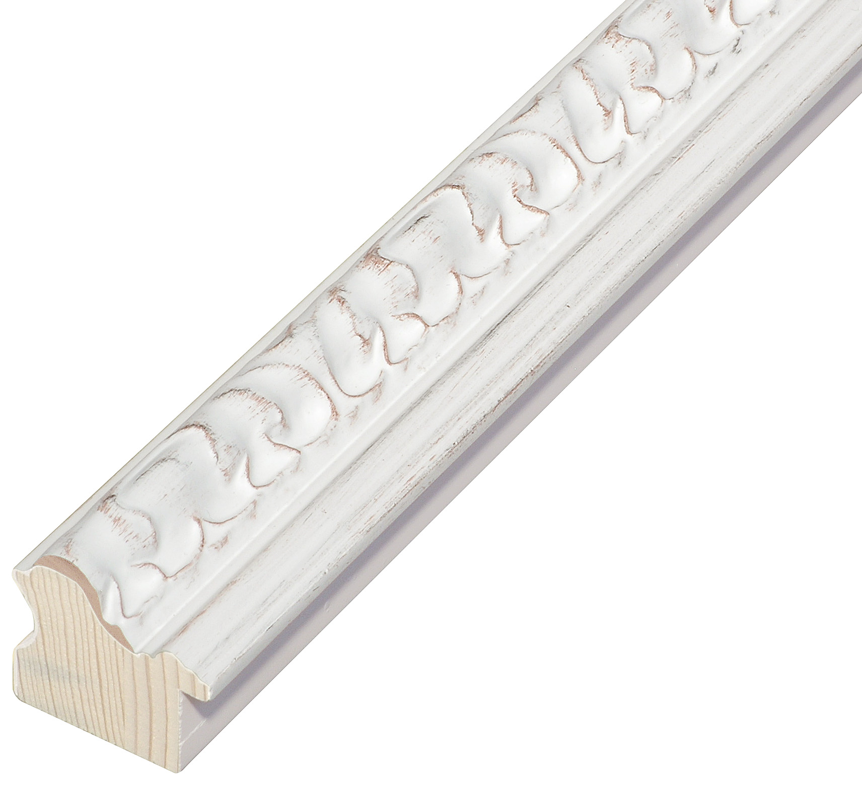 Asta in pino - Larghezza 40mm Altezza 38 - Bianco con decorazioni