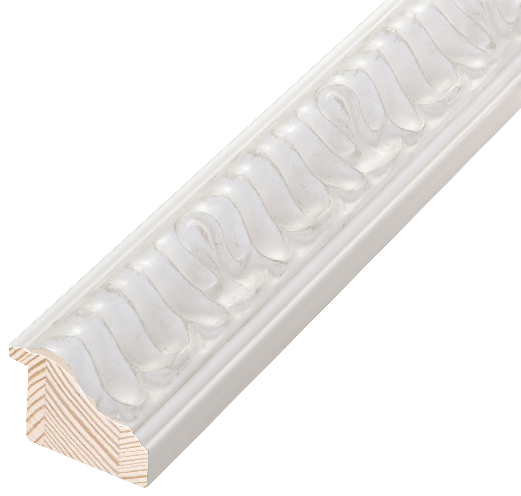 Asta in pino - Larghezza 45mm Altezza 34 - Bianco con decorazioni - 845BIANCO