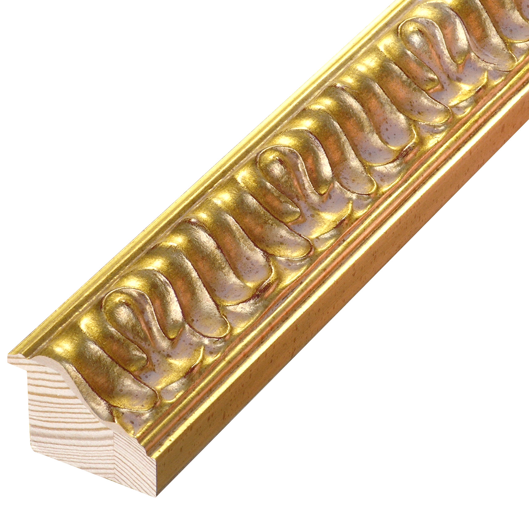 Asta in pino - Larghezza 45mm Altezza 34 - Oro con decorazioni - 845ORO