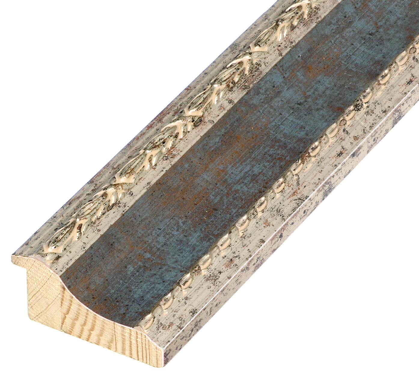 Moulding finger joint pine, width 68mm - silver, blue band, decorations band, decorations