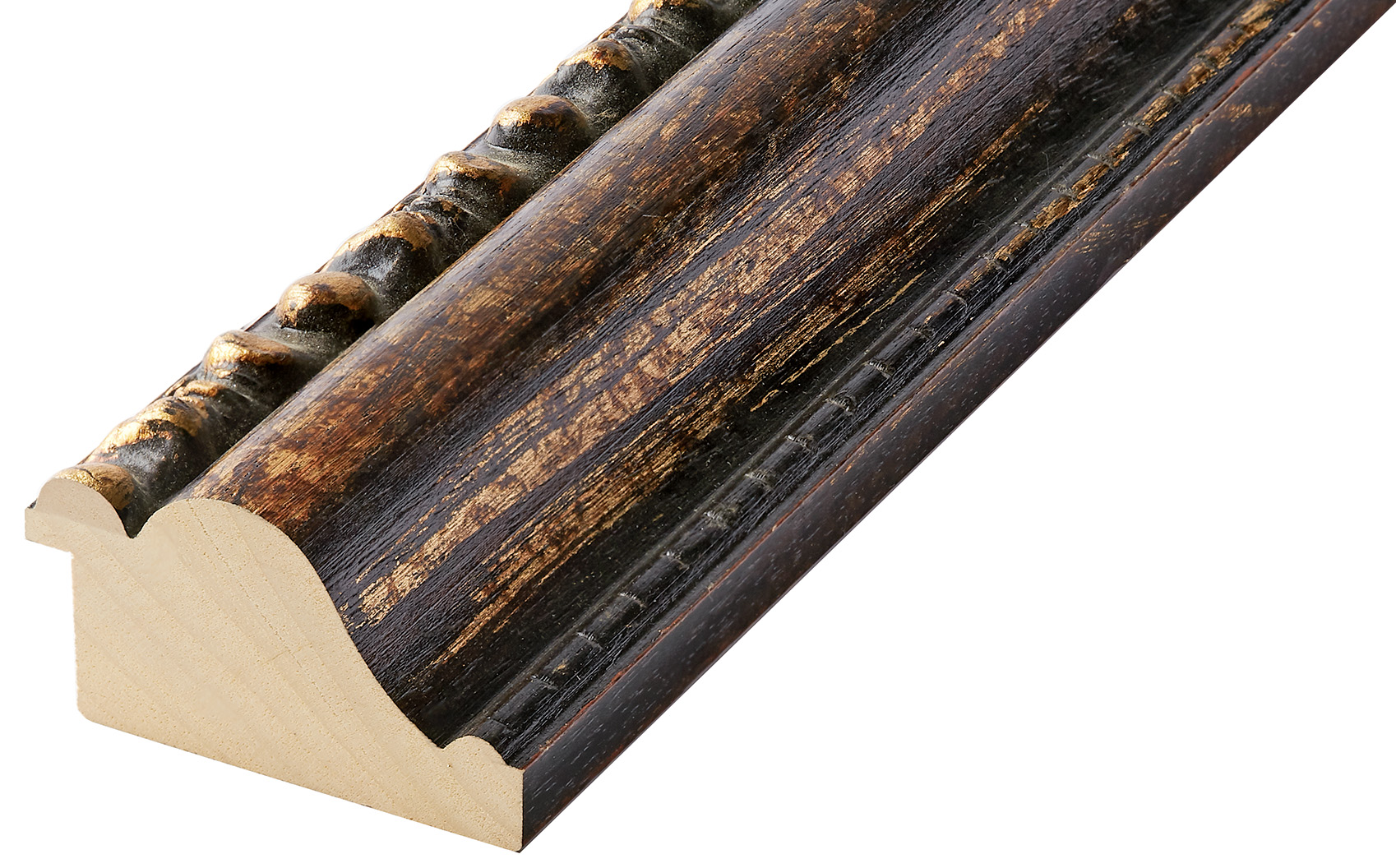 Moulding ayous, width 75mm, height 40, black, beaded edge