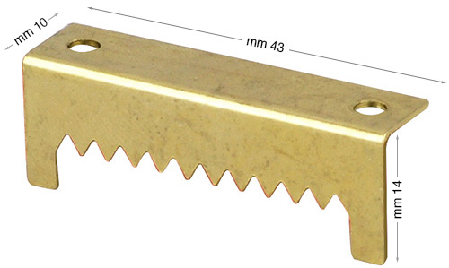 Attaccaglie dentate piegate ferro ottonato - Confez.100