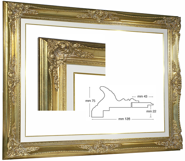 Cornici barocche oro pass. avorio cm 60x120