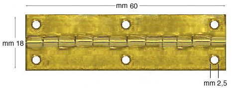 Cerniere ferro ottonato mm 18x60 - Confez.100