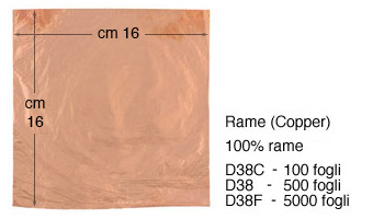 Foglia imitazione cm 16x16 - Rame - Conf.100 fogli