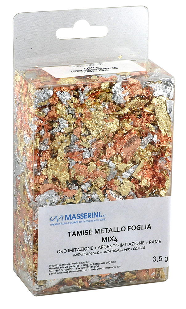 Tamisé, frammenti fogli imitazione oro/rame/all - Conf. gr.3