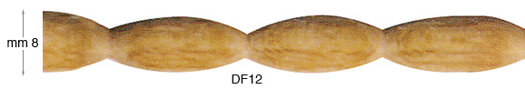 Astine decorative in faggio: perlina ad ovali - larg.8 mm